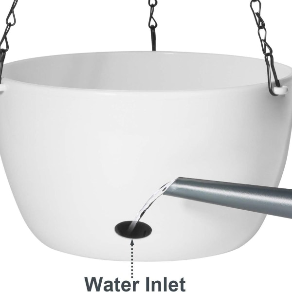 24CM Automatiske Vandingsblomsterpotter, Runde PP Plastplanter med Vandingshul