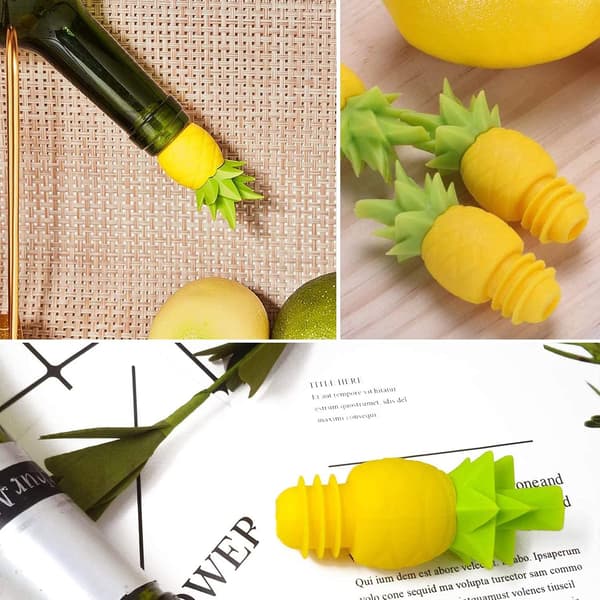 Roliga ananas vinflaskeproppar, silikon återanvändbara splittersäkra tätningslock vinflaskepropp