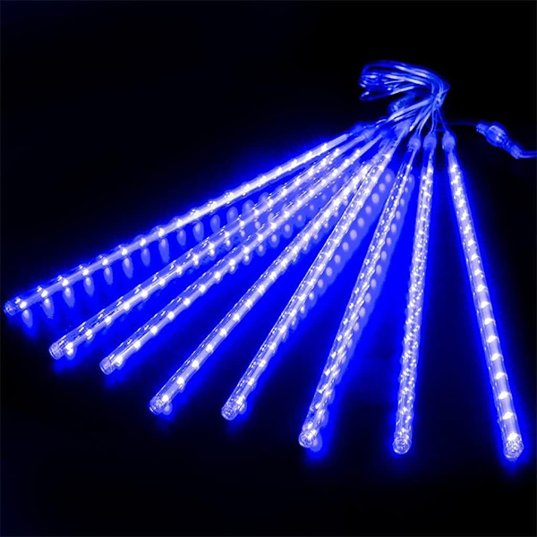 8 rör Vattentät Meteor Rain LED ljusslingor, Meteor Shower Rain Lights med kontakt, Fallande regn ljus (Färg: A, Storlek: 50cm)