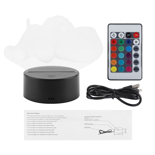 USB-lampfot med sju färger, touch-switch, 3D akrylpanel KLB