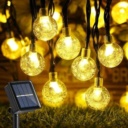 Solcellsdrivna utomhus-fairylights, 50 LED-kristallkulor, 7 meter solcellskoppartråd