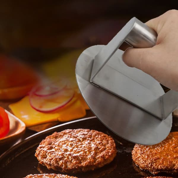 Rustfritt stål smash burger presse, profesjonell rustfritt stål