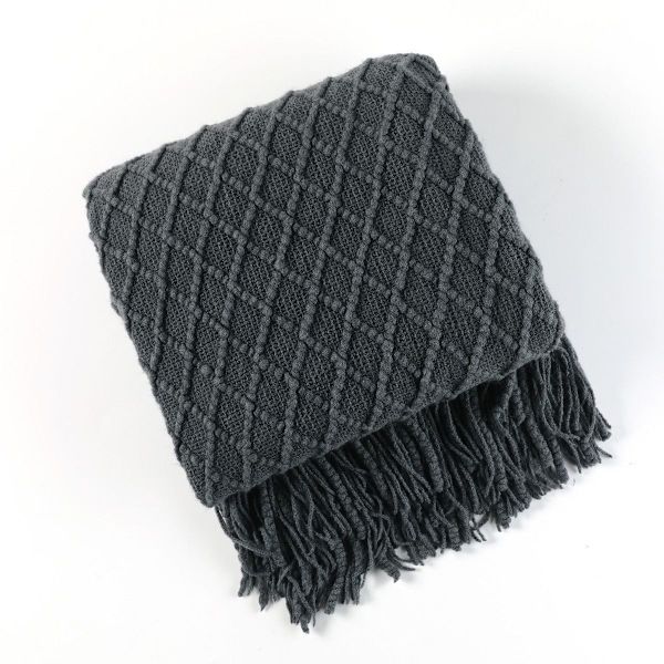 NordicEinfarbigDeckePlaidWeicheGestrickteDecke