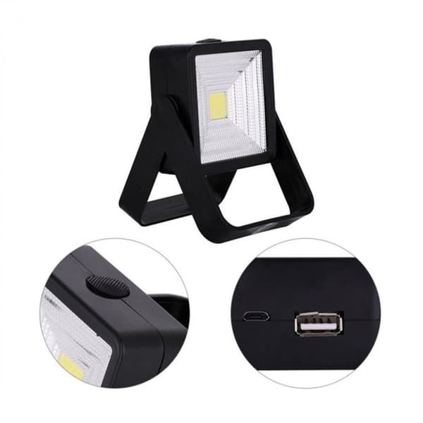 Solcellelys COB LED Campingteltlys Utendørs Bærbar Spotlight (Svart)