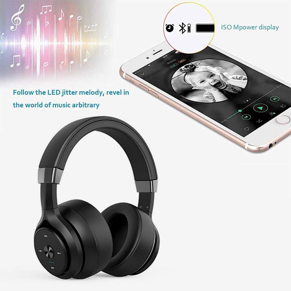 Aktiva brusreducerande Bluetooth-hörlurar över svart