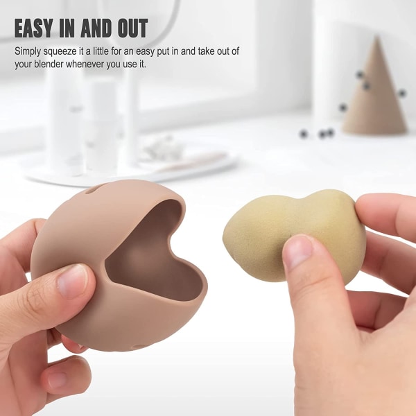 Makeup Sponge Holder-Unbreakable Eco-Friendly Silicone-Khaki