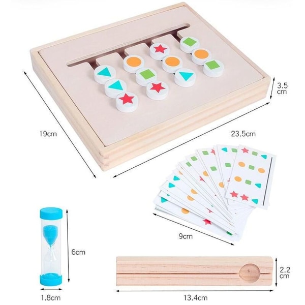 Træpuslespil førskole-læringslegetøj, Montessori-legetøj sorteringspuslespil, 4 farver KLB