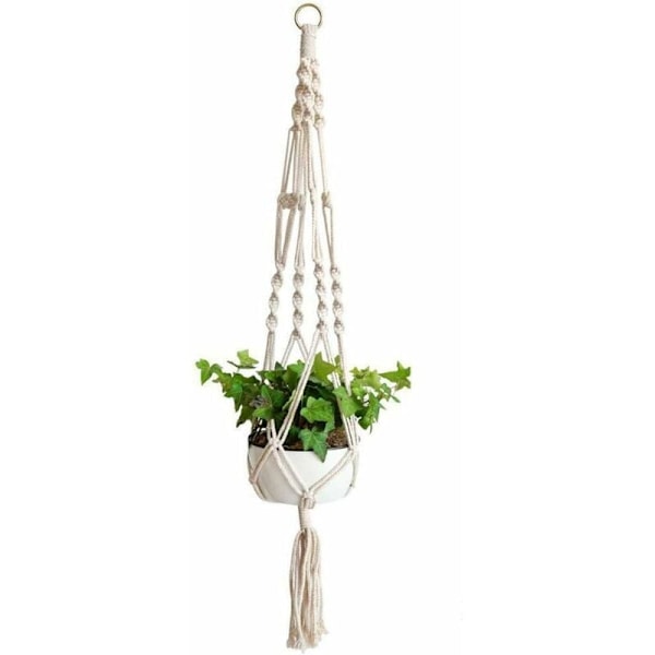 Hängande repväxt Macrame, bomullsrep Macrame blomkorg hängande kvist blomkruka hängande planter för heminredning, kontorsträdgårdsskötsel, 4 ben KLB