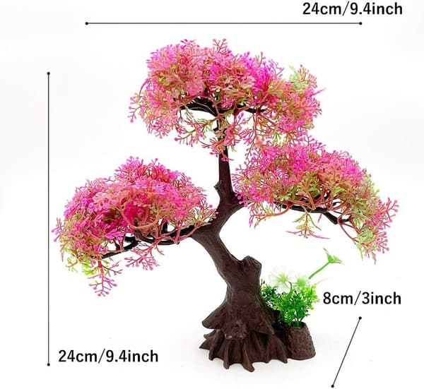 Kunstige Plastik Planter Sæt til Medium/9.4\" Akvarium (Hot Pink)