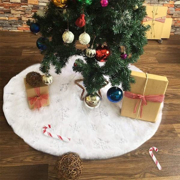 Vit snöflinga julgransmatta, 120 cm diameter KLB