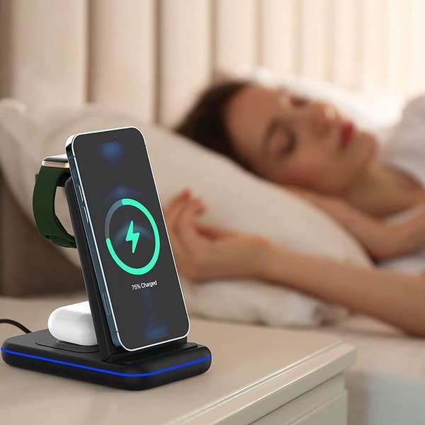 Trådløs oplader, induktiv ladestation til Apple Watch og sort