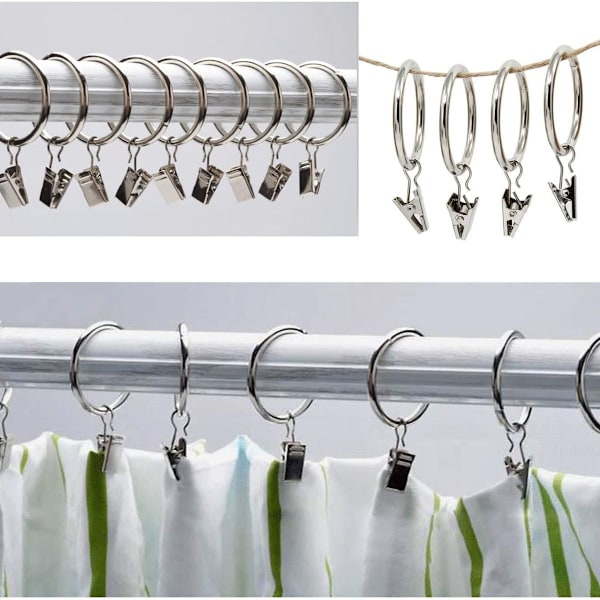 Gardinkroksset med klämma, 2,5 cm, 10-pack, KLB