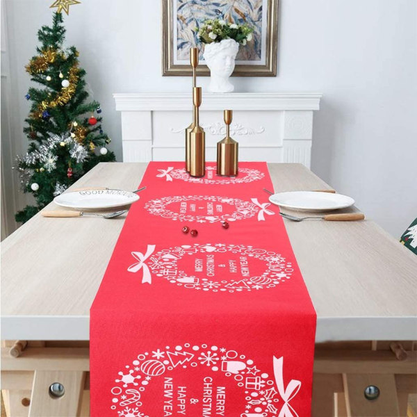 Puuvillainen pellava pöytäliina printed joululippu Joulupöytäjalka Suorakulmainen pöytäliina Pöytäliinakoristeet Punainen seppele