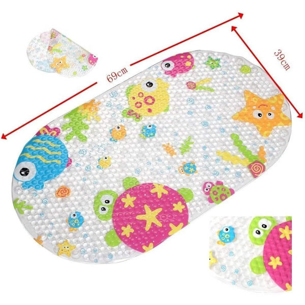 Frosk Topp-Spring Sklisikker PVC Badematte for Barn, Plast, Flerfarget
