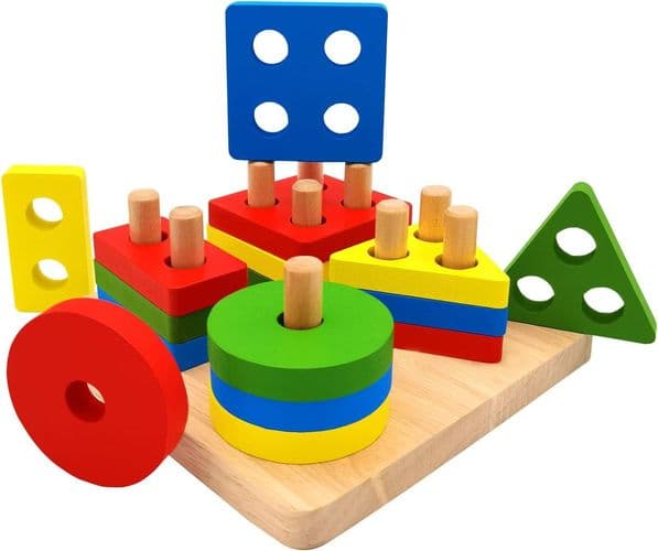 Træpuslesortering stablesæt legetøj pædagogisk legetøj, Montessori børnelegetøj til 2 3