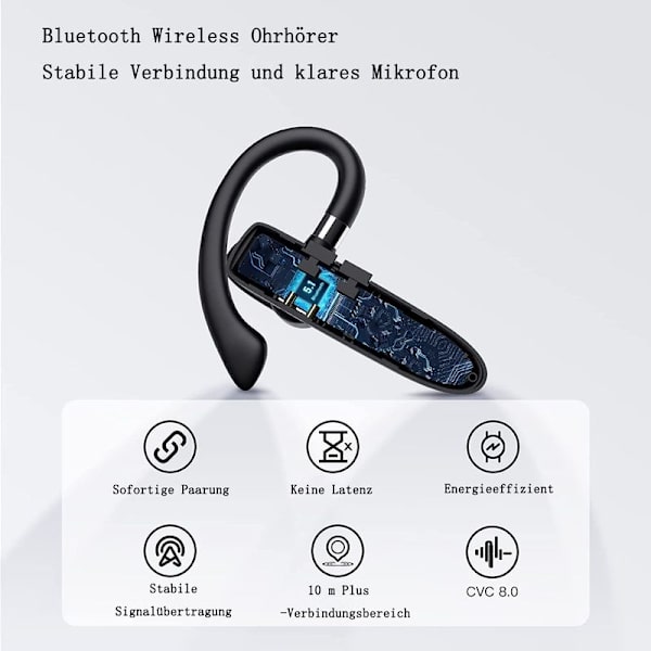 Bluetooth-headset med mikrofon, håndfri trådløse headset-hodetelefoner