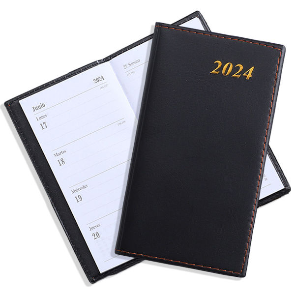 Planer 2024 (7'' x 3.9''), Månads- och Veckoorganisatör för Tid Svart KLB