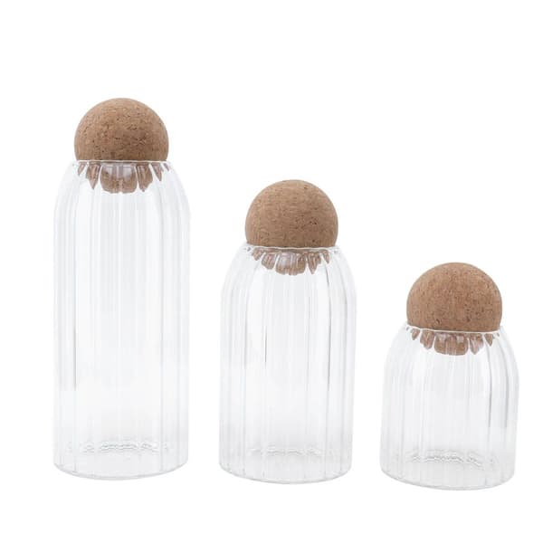 3-pack glasburkar med kulproppar, transparent tätning, förvaring KLB