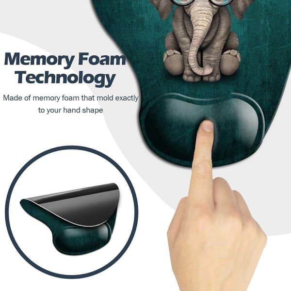Ergonomisk musematte, med minneskum grønt mønster headset, musikk elefant KLB