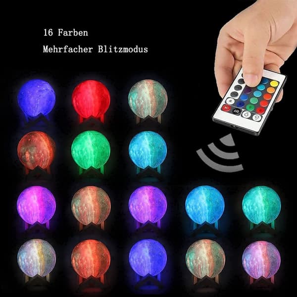 Cool børns Galaxy Moon natlys med 16 LED natlys KLB