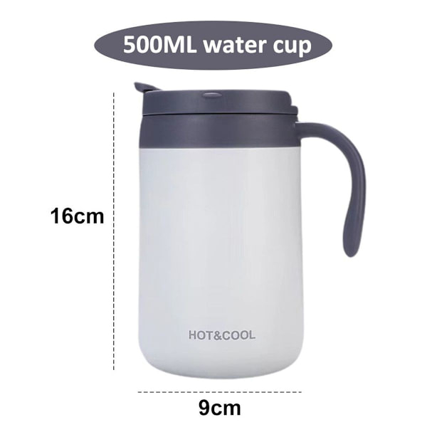500 ml, 304 rostfritt stål mugg, resemugg med lock och