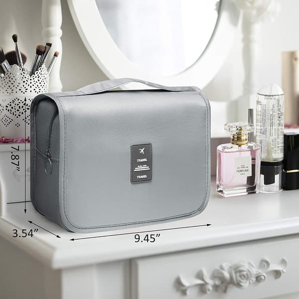 Multifunktionel bærbar toilettaske til kosmetik og makeup i grå