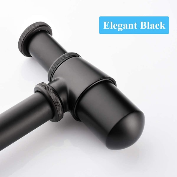 Allas Siphon, Keymark Universal Siphon 200mm Dip Tube, 1 1/4x32mm Säädettävä Sifon Anti Odor vuototiivis, Premium Allas Viemäri Seinämalli Musta