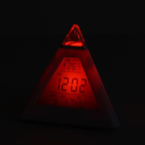 2 st Färgförändrande Pyramid Digital LCD Väckarklocka Termometer Temperatur Datum