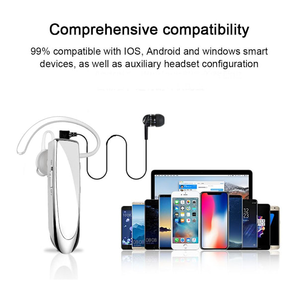 Nyt Bluetooth-headset V4.1 trådløst headset Bluetooth hvid