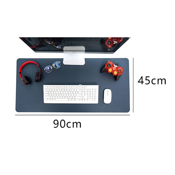 Läderunderlägg för skrivbord, musmatta för kontor, Tibetblått + mörk orange