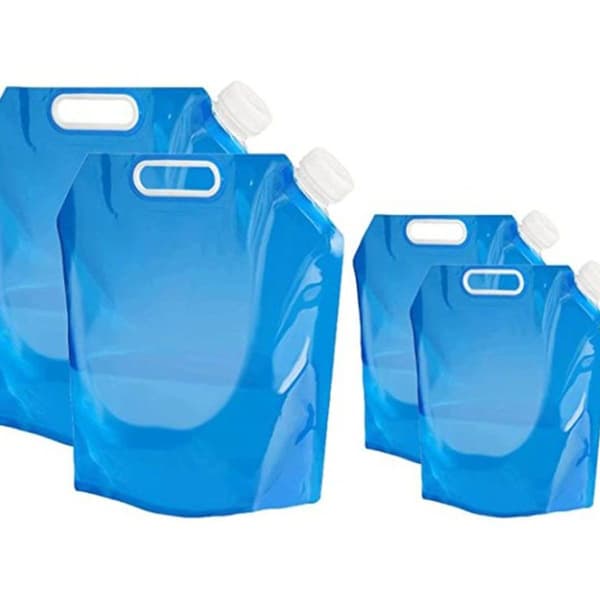4 x sammenleggbare vanndunker, bærbare, sammenleggbare drikkevannsdunker [2x5L + 2x10L] KLB
