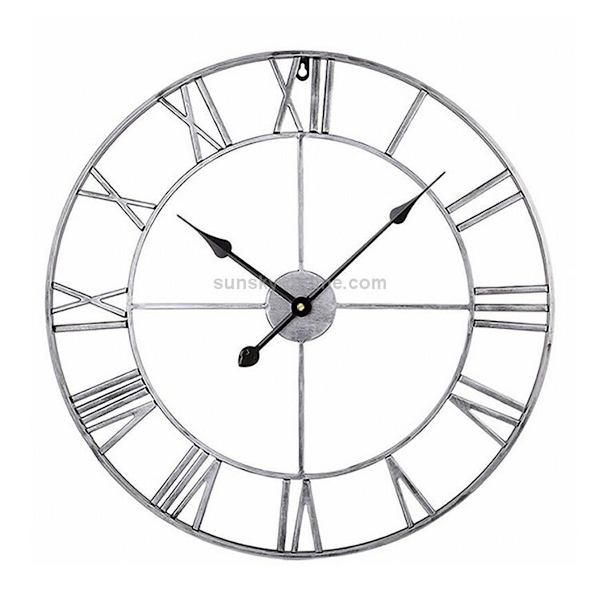 40cm Retro Olohuone Taottu Rauta Pyöreä Roomalainen Hiljainen Koristeellinen Seinäkello (Väri