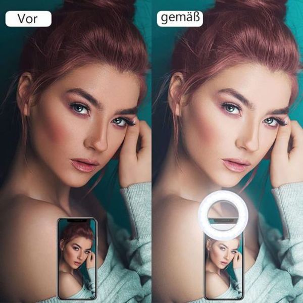 RGB-puhelinrengasvalo, RealPlus-kiinnitettävä rengasvalo 3 tasolla kylmää valkoista ja