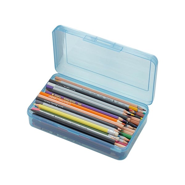 Pennlåda i färgad plast, pennaskar med stor kapacitet för blå KLB