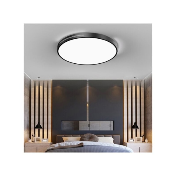 Svart LED-taklampe, 40cm-24w Hvit LED-taklampe Moderne takbelysning for balkong Stue Soverom KLB