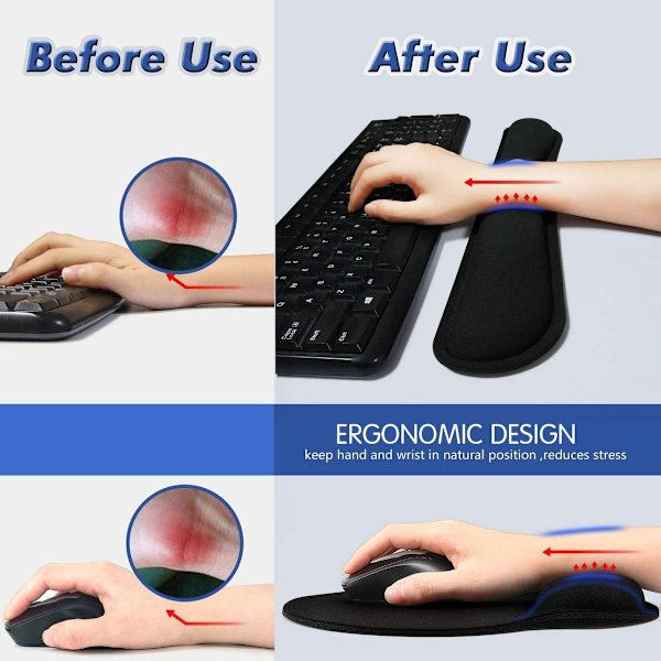 Ergonomisk musemåtte med håndledsstøtte, premium memory skum 2
