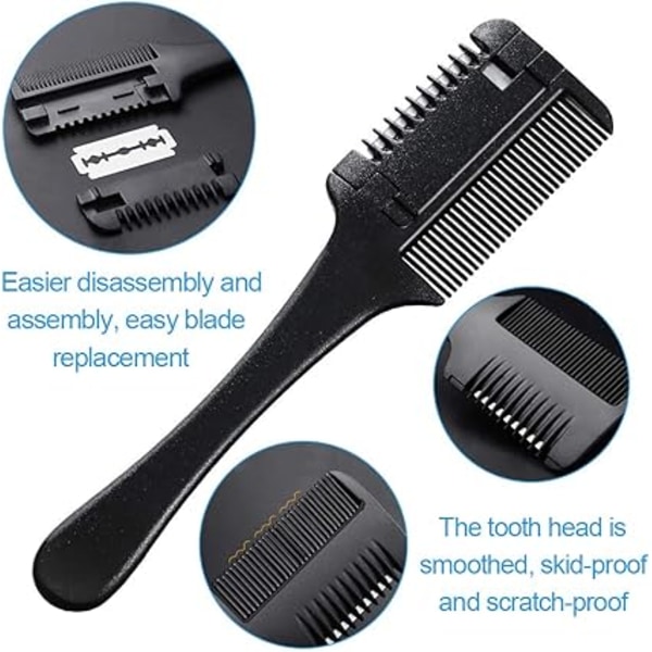Razor Kam, 4 stk Dobbelt Hårkam, Hårklipp Razor Kam