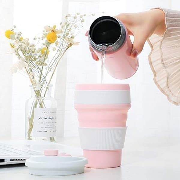 2 kpl silikonisia taittuvia kuppeja 350 ml