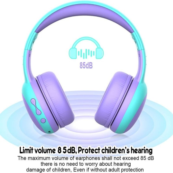 Bluetooth headset för barn med mikrofoner Lila för barn