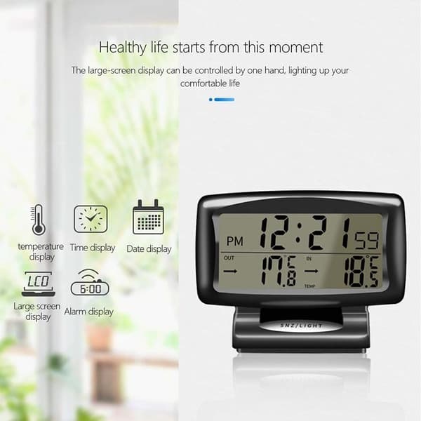 Biltemperaturklocka, LED-digitalklocka med bakgrundsbelysning för biltemperatur