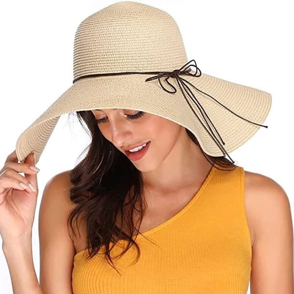 Dam Sommar Solhatt Fällbar Strand Elegant Casual Bred Brätte Solhatt