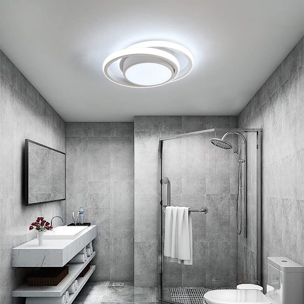 LED-taklampa, 32W rund taklampa, modern taklampa för hall sovrum badrum kök vardagsrum, kallvitt, längd 27cm