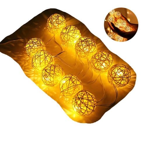 Batteridrivna LED-ljusslingor 5m 40 klotformade rottingbollar