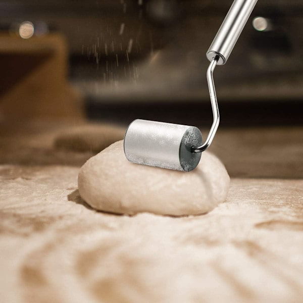 Pastarull i rustfritt stål for baking av pasta, kjeks, pizza og deig (sølv)