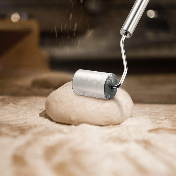 Pastarulle i rustfrit stål til bagning af pasta, småkager, pizza og dej (sølv)