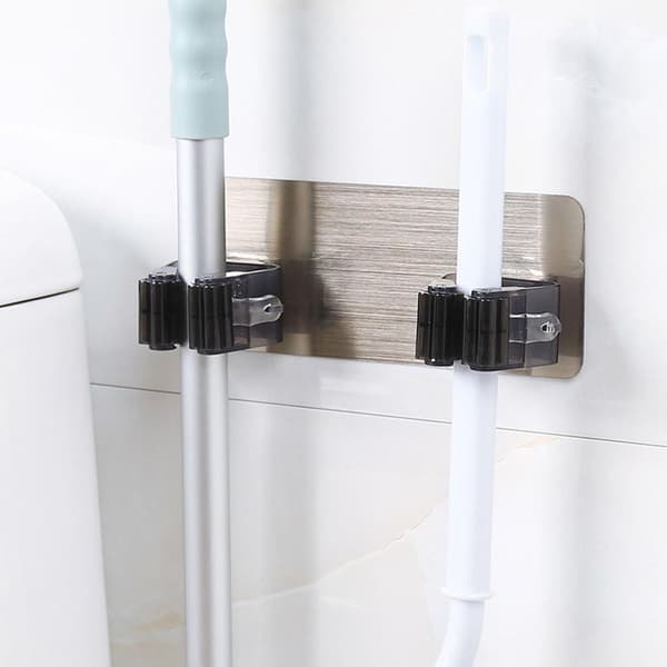 Veggmontert kosteskaftholder, 2 stk, organisator for mopp og kost KLB