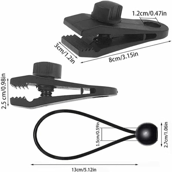 Tent clamps, locking clamps, 10 tent clamps and 10 attached ropes 20 pieces