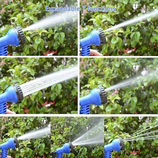 Laajennettava puutarhaletku 60M/200FT Joustava puutarhaletku Retractable Hose Fittings 7 suihkupistoolifunktiolla puutarhan kasteluun ja puhdistukseen (60m) KLB