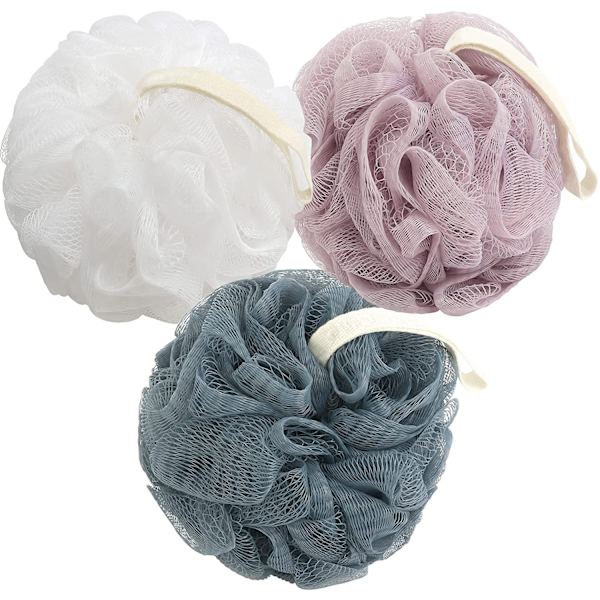 Bad dusch loofah svamp pouf kroppstvätt skrubber (set om 3)