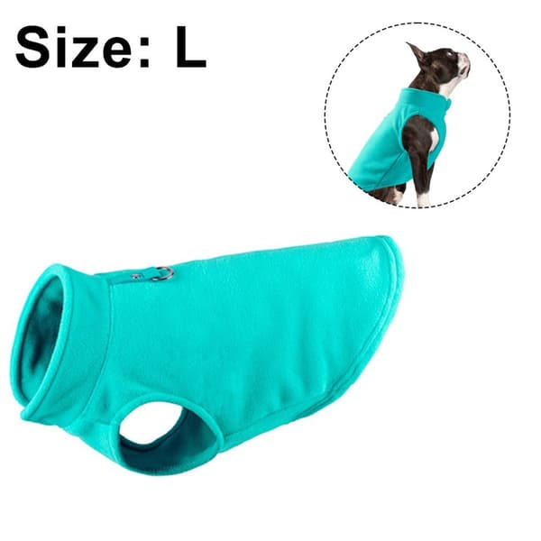 Varm pulloverfleece hundjacka med O-ring koppel - Vintergrön